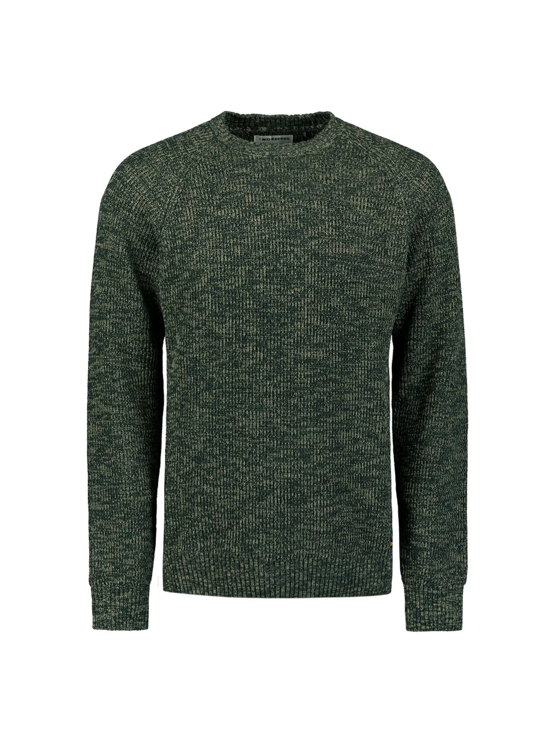 Round Neck Sweater with Tri-Color Rib Pattern: Stylish Comfort with a Colorful Twist | Dark Green