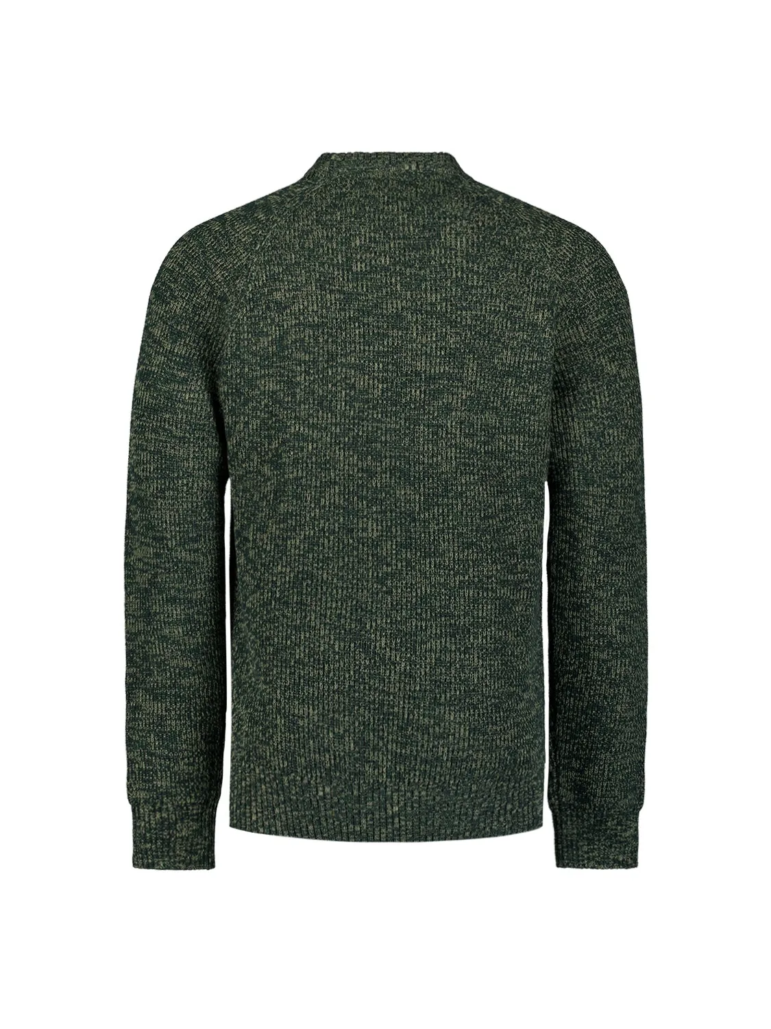 Round Neck Sweater with Tri-Color Rib Pattern: Stylish Comfort with a Colorful Twist | Dark Green