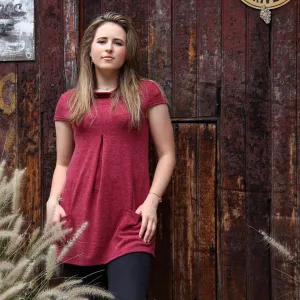 Ruby Red Funnel Neck Tunic