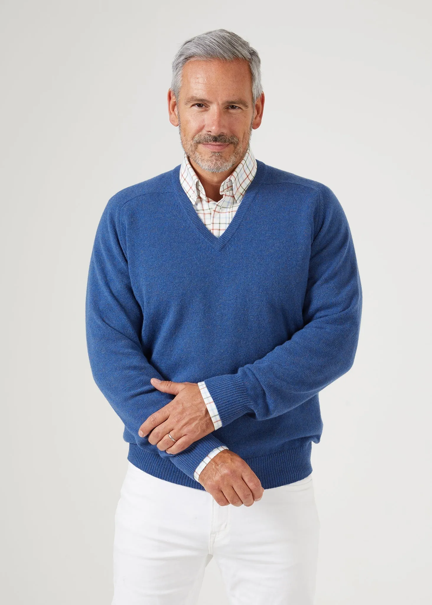 Selkirk Cashmere Jumper in Denim - Classic Fit