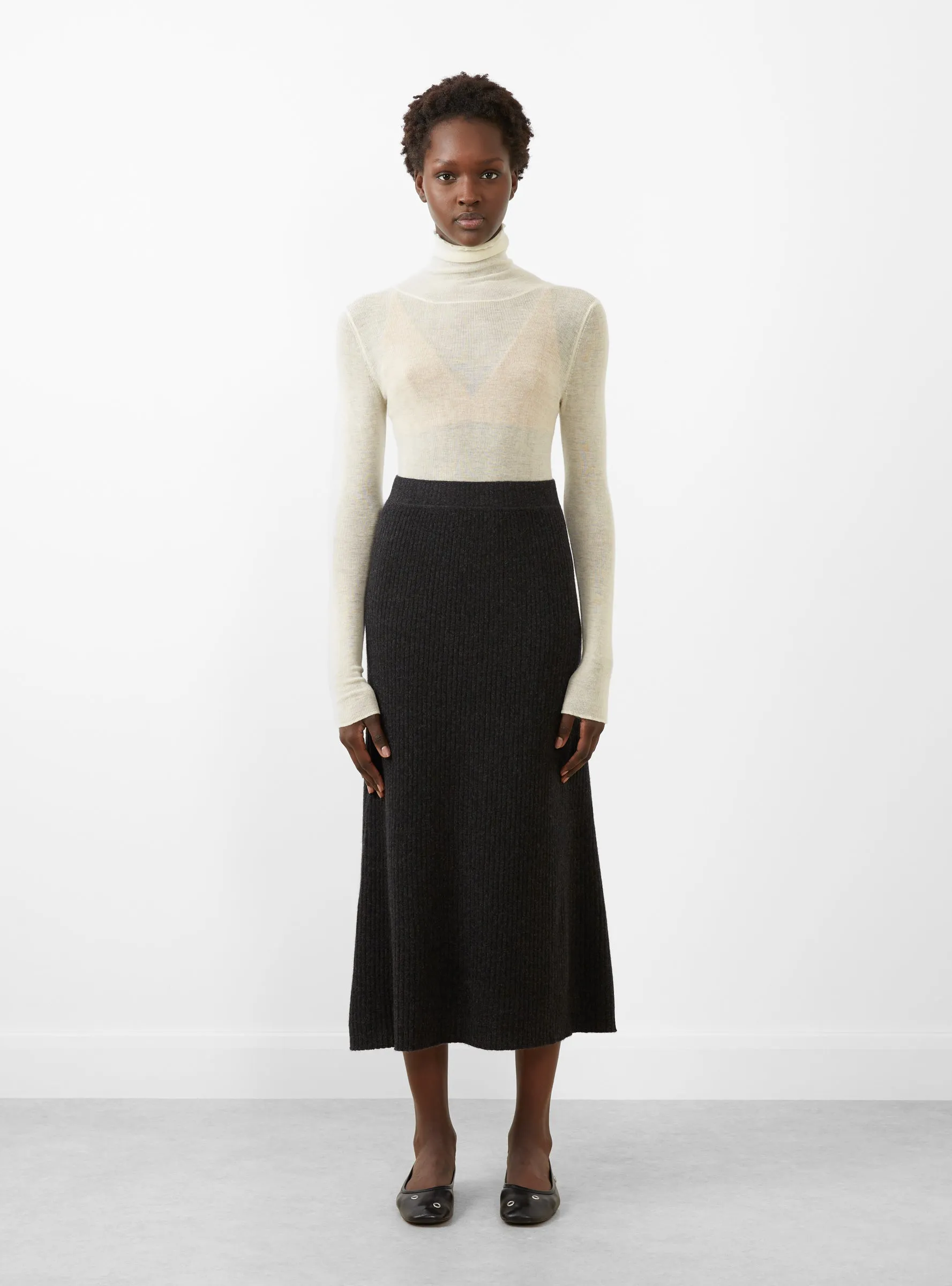 Sheer Gauze Turtleneck Crema