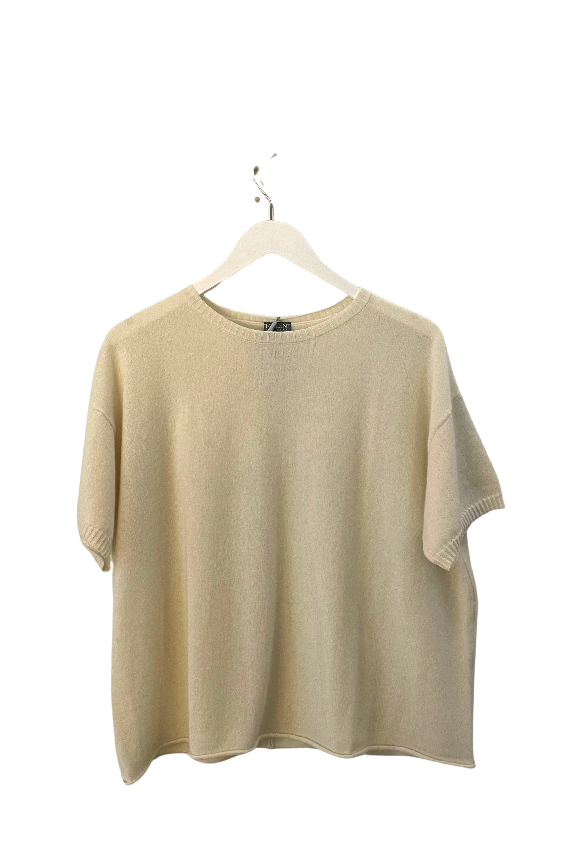 Short Sleeve Cashmere Crewneck Sweater in Natural