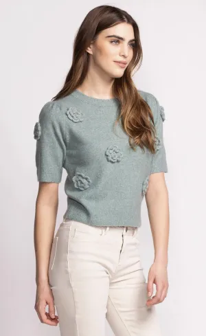 Short Sleeve Flower Sweater