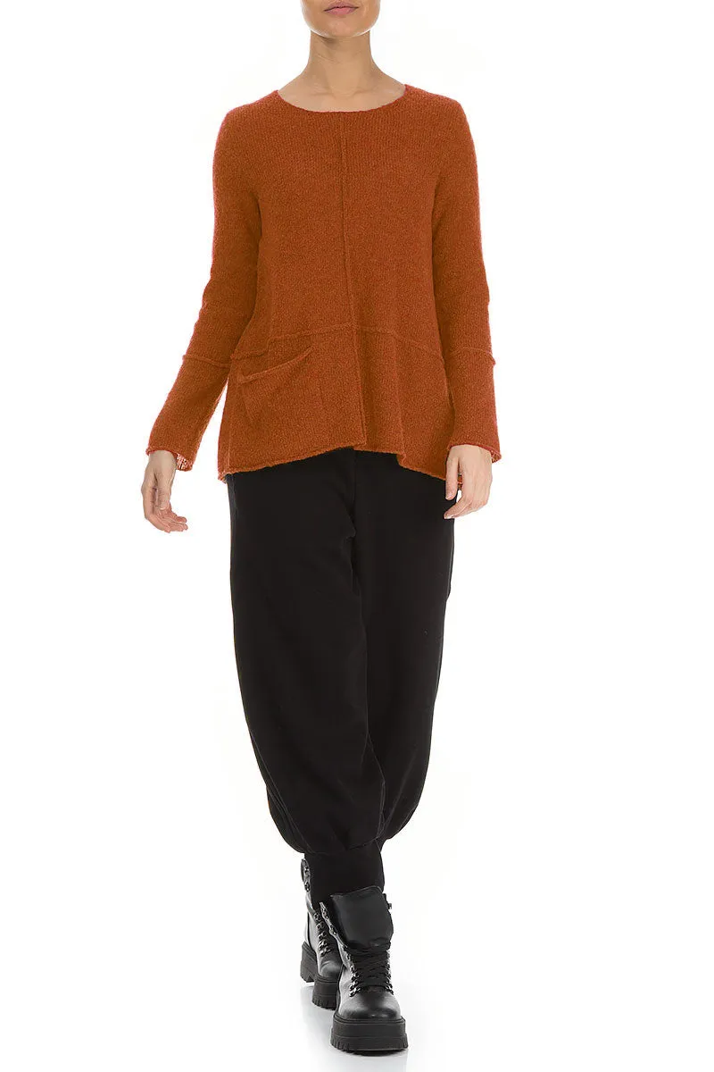 Single Pocket Burnt Orange Wool Sweater