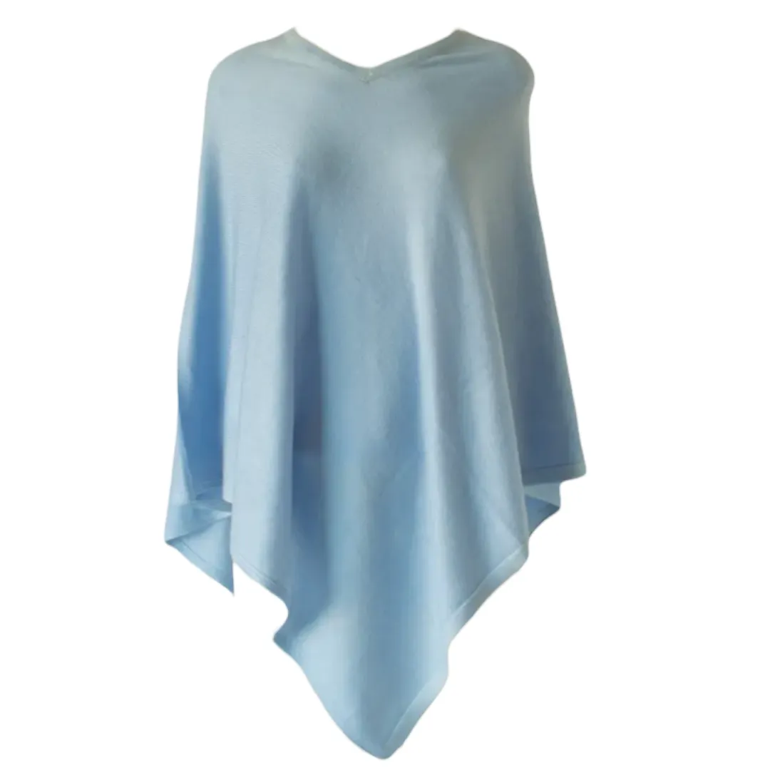 Sky Blue Julian 100% Cashmere Poncho