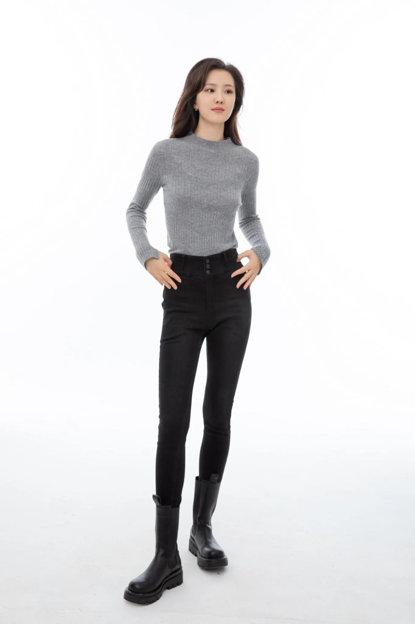 Smoke Grey Knitted Base Layer Shirt Sweater