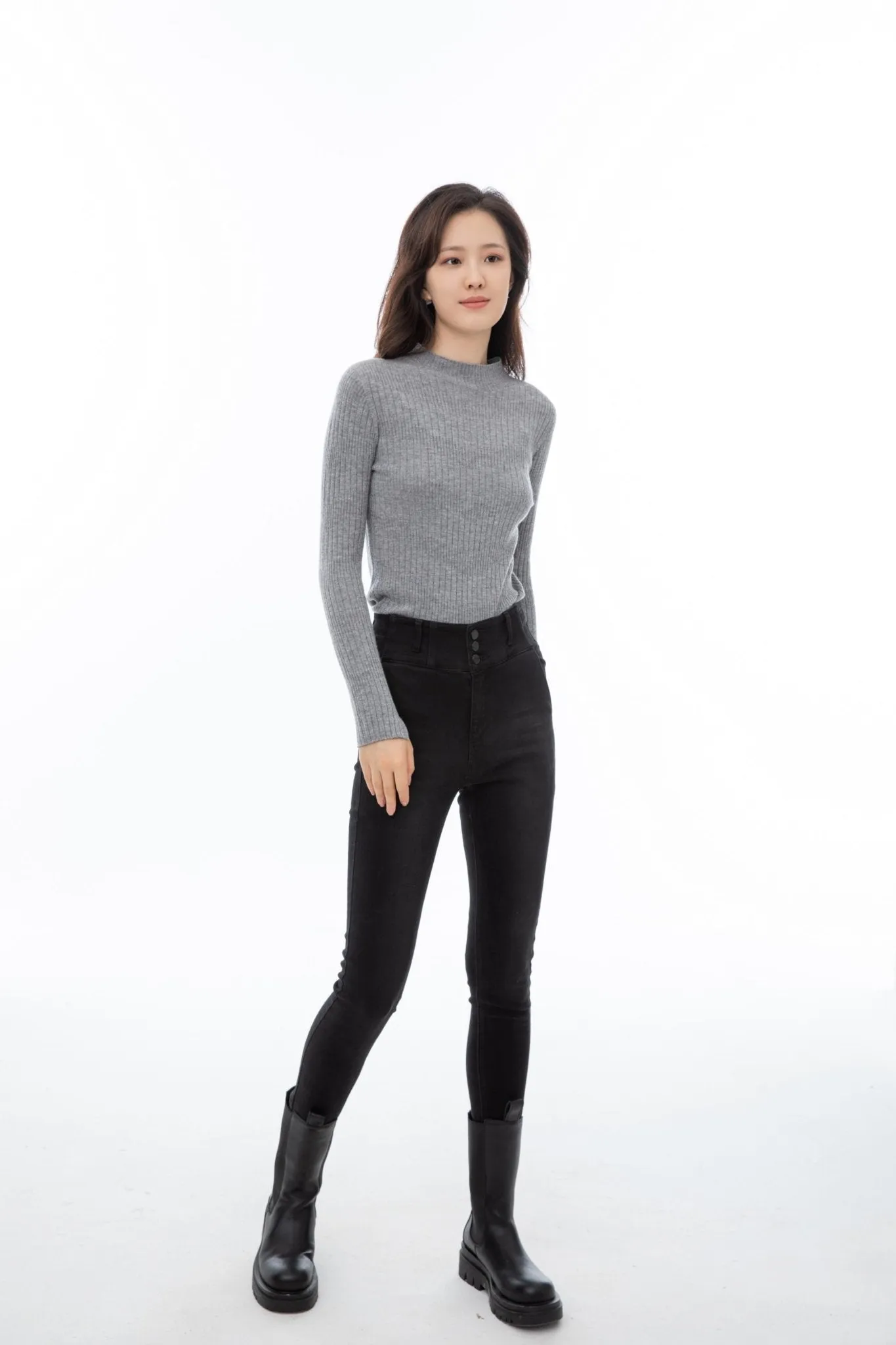 Smoke Grey Knitted Base Layer Shirt Sweater