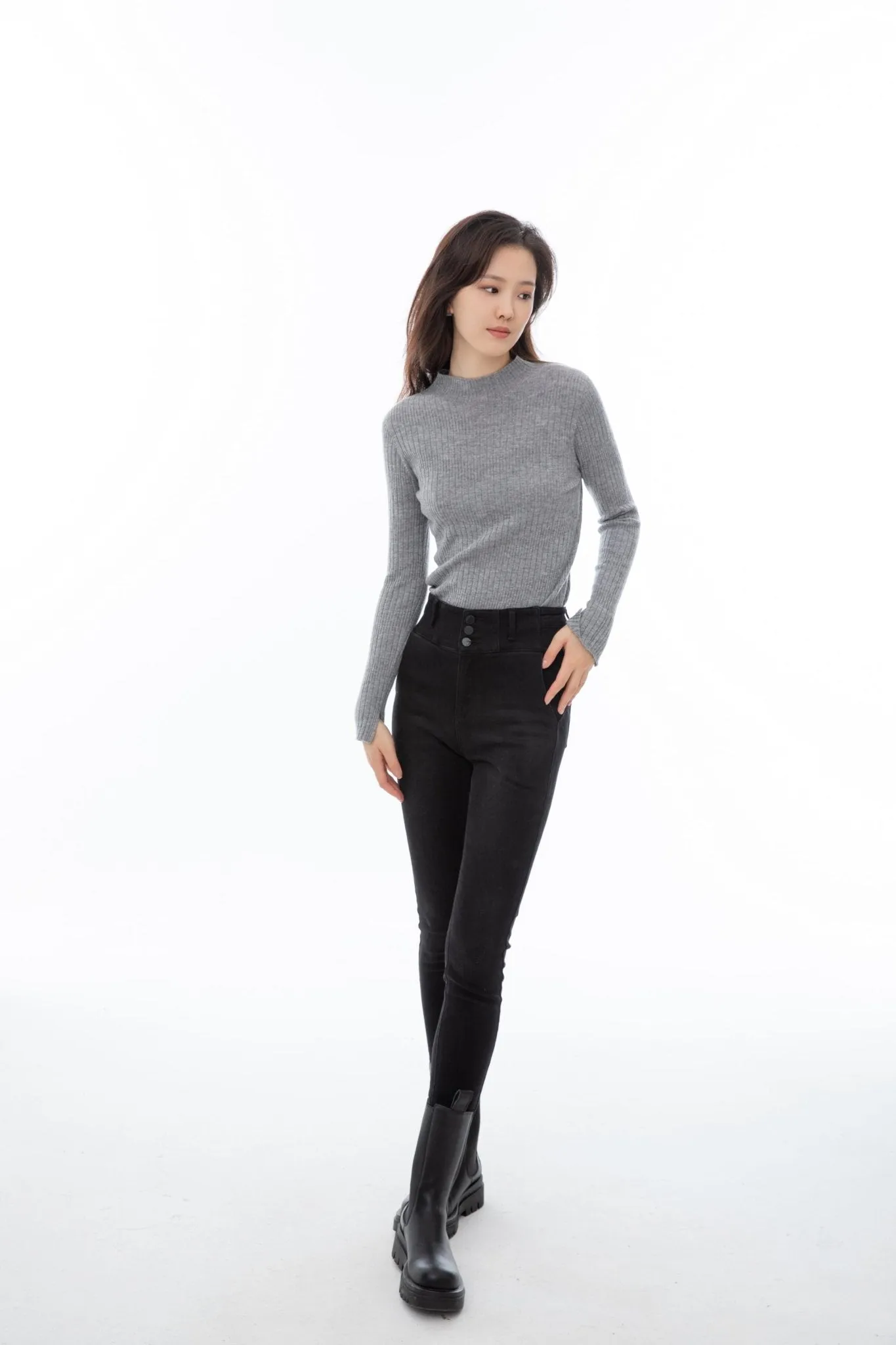 Smoke Grey Knitted Base Layer Shirt Sweater