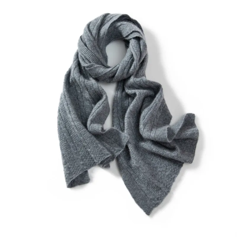 Solid Color Cashmere Knitted Large Shawl Scarf Dual-purpose Warm Casual Versatile Scarf