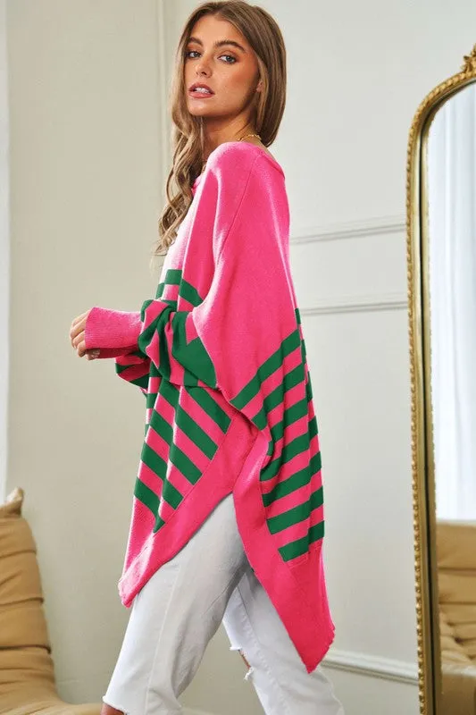 TEEK - Multi Striped Elbow Patch Sweater