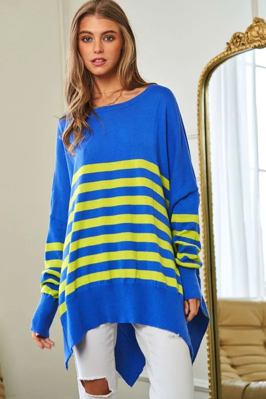 TEEK - Multi Striped Elbow Patch Sweater