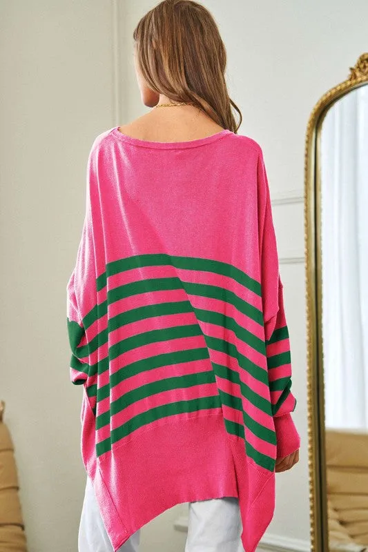 TEEK - Multi Striped Elbow Patch Sweater