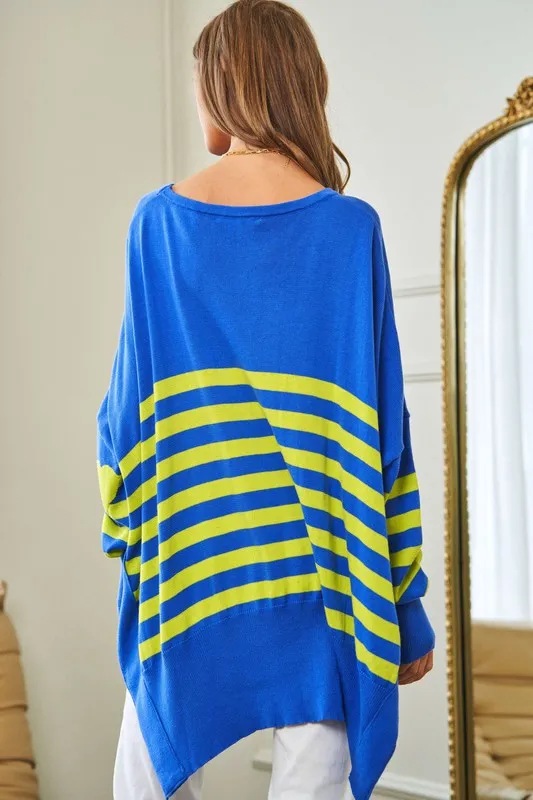 TEEK - Multi Striped Elbow Patch Sweater