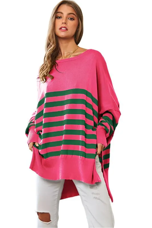 TEEK - Multi Striped Elbow Patch Sweater