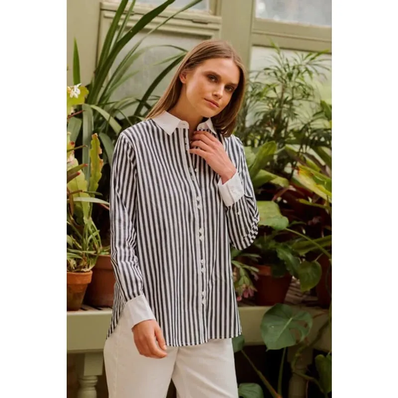 The Bianca Classic Banker Shirt | Midnight Stripe