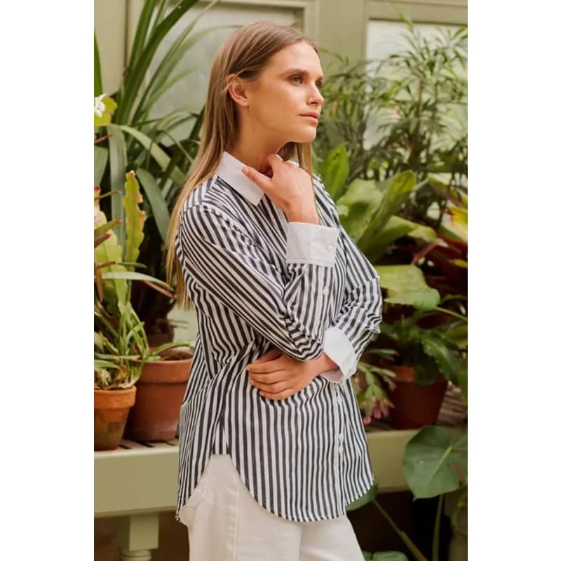 The Bianca Classic Banker Shirt | Midnight Stripe