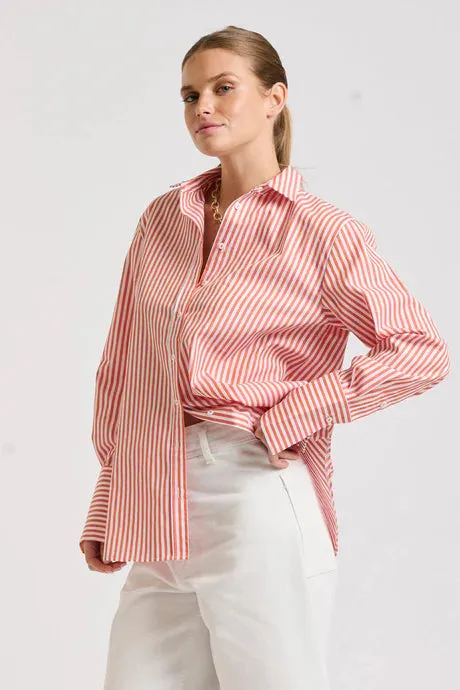 The Elodie Girlfriend Relaxed Shirt - Orange Stripe