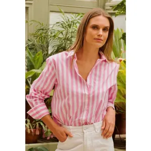 The Elodie Girlfriend Shirt | Pink Wide Stripe