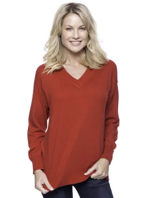 Tocco Reale Women's Cashmere Blend Deep V-Neck Sweater - Red