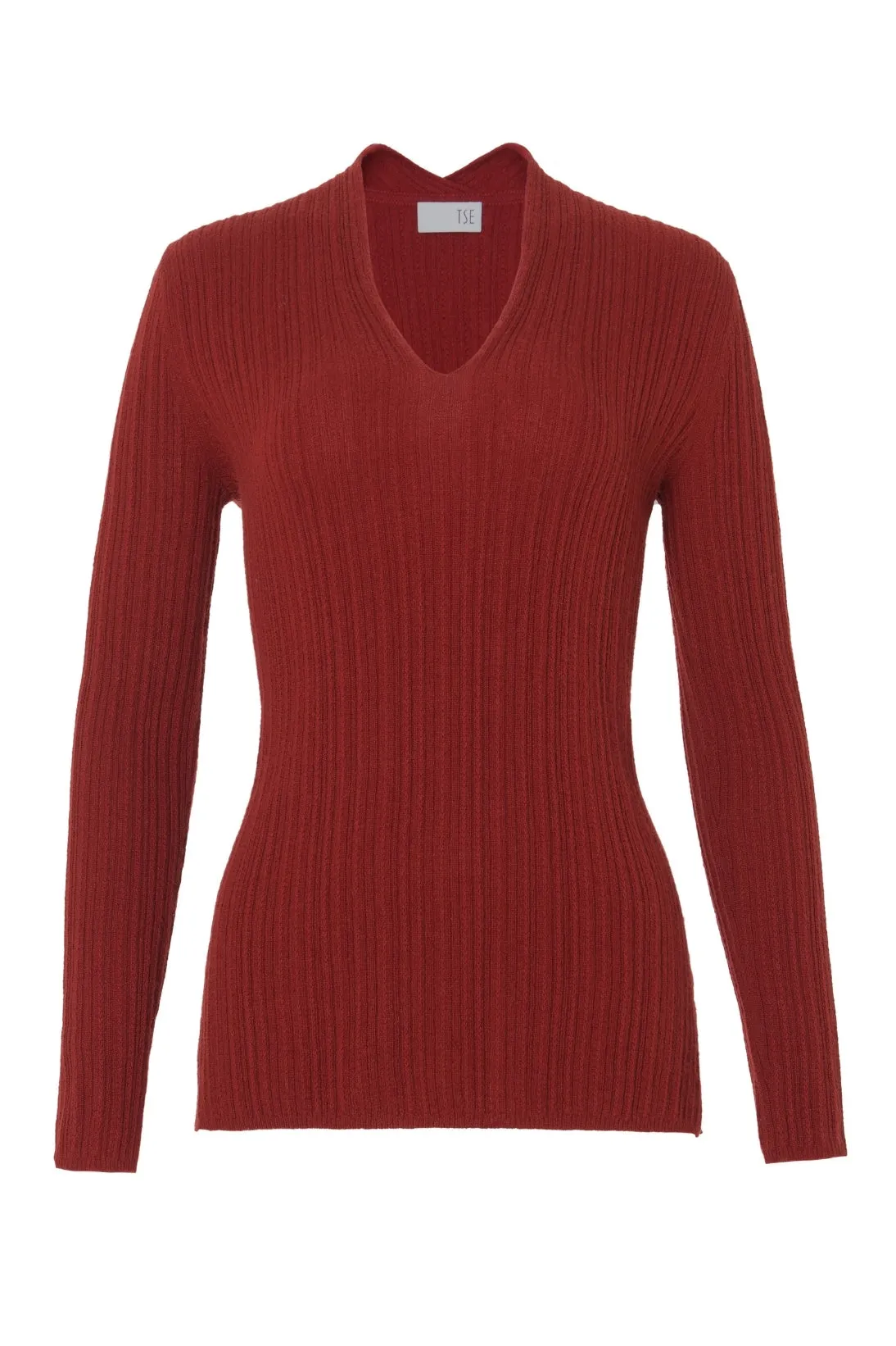 VARIATED RIB V-NECK SWEATER