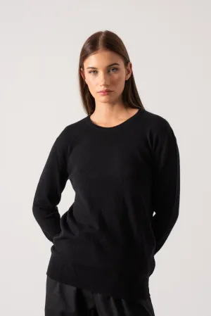 Velare Crewneck 100% Cashmere Sweater Black