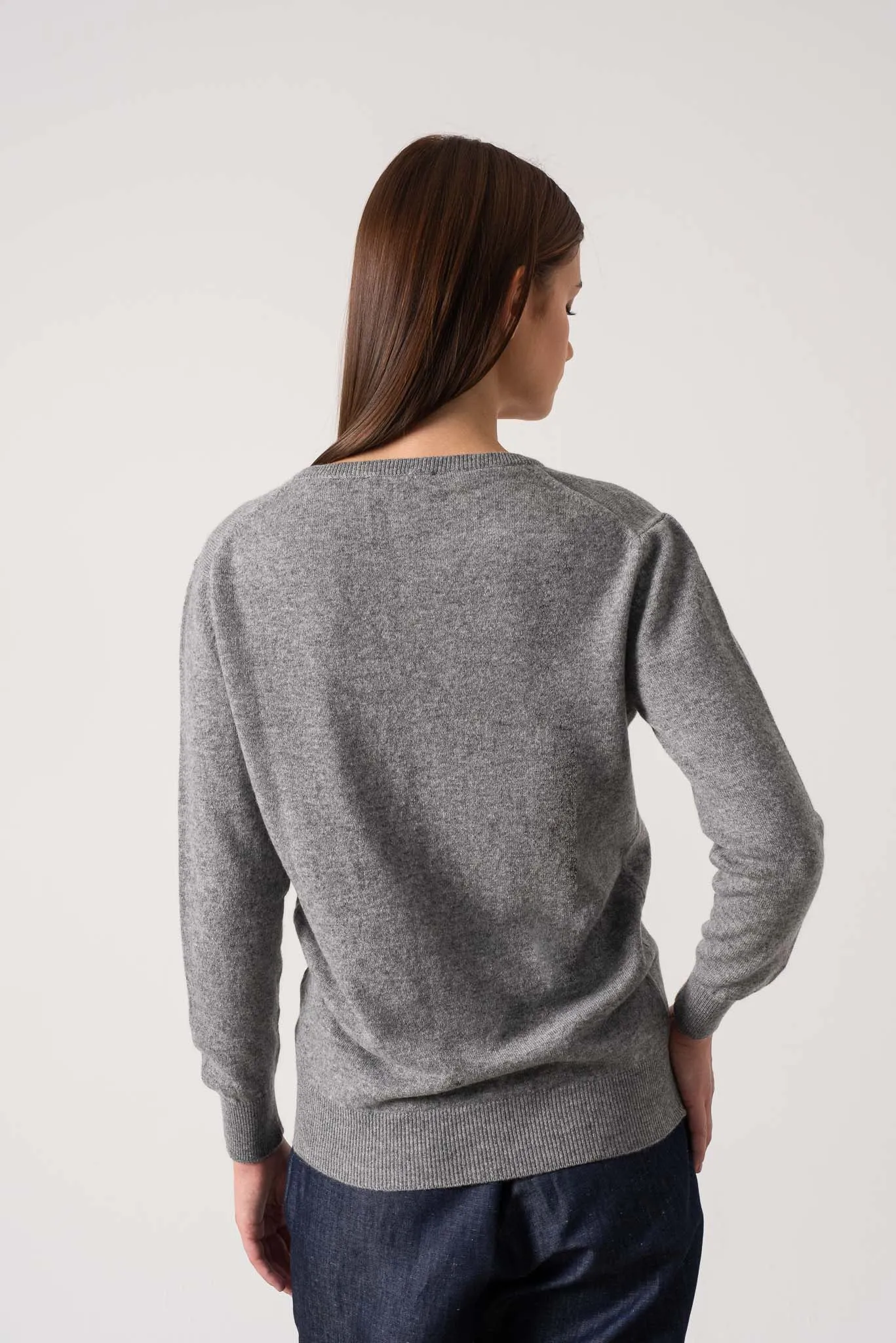 Velare Crewneck 100% Cashmere Sweater Mélange Grey