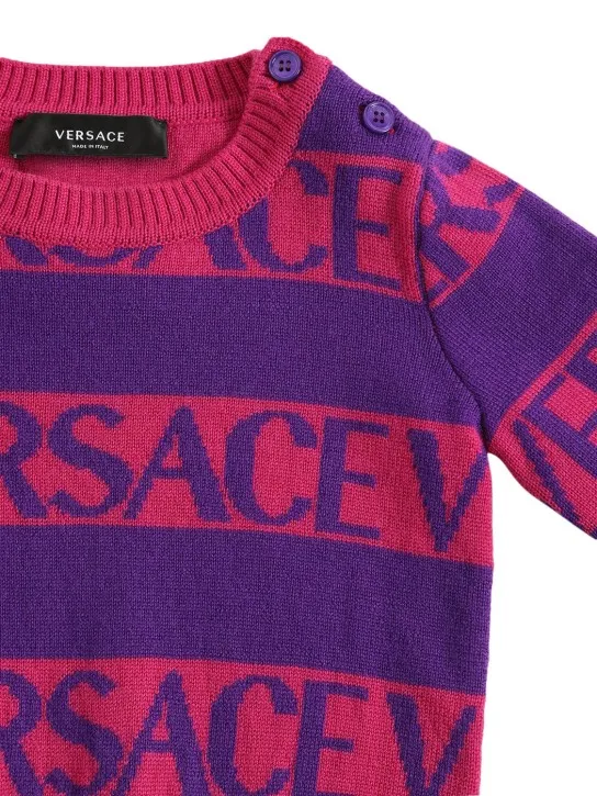 Versace   Intarsia logo striped wool sweater 