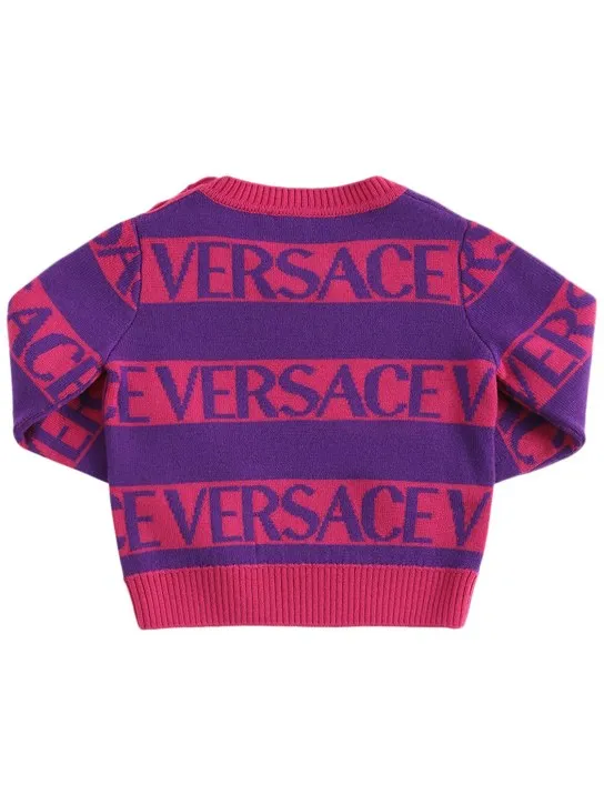 Versace   Intarsia logo striped wool sweater 