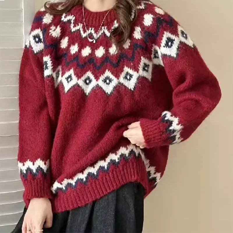 Wenkouban-Christmas Thanksgiving outfits_Round Neck Casual Cozy Comfortable Loose Long Sleeve Stylish Autumnal Sweater