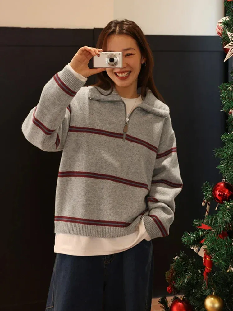 Wenkouban-Christmas Thanksgiving outfits_Trendy Stylish Striped Cozy Casual Comfortable Loose Warm Sweater