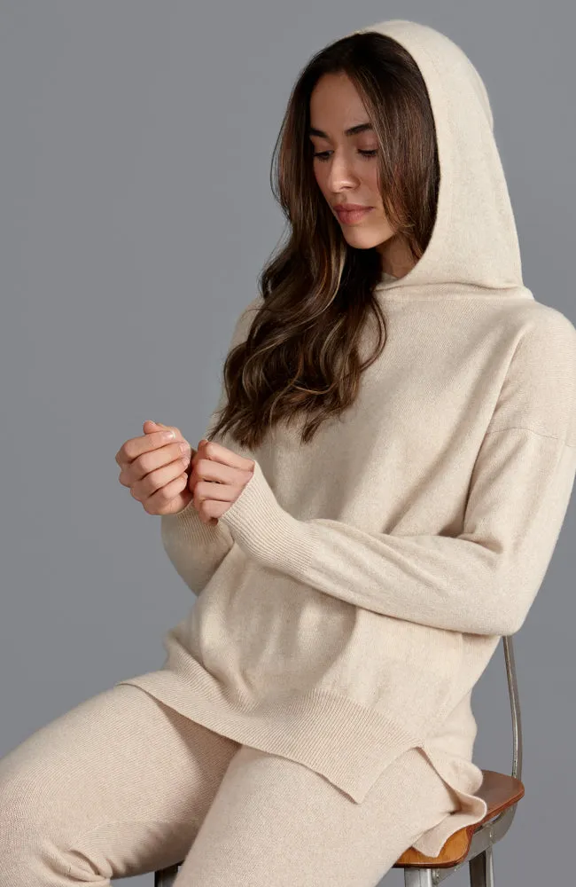 Womens 100% Cashmere Hooded Jumper