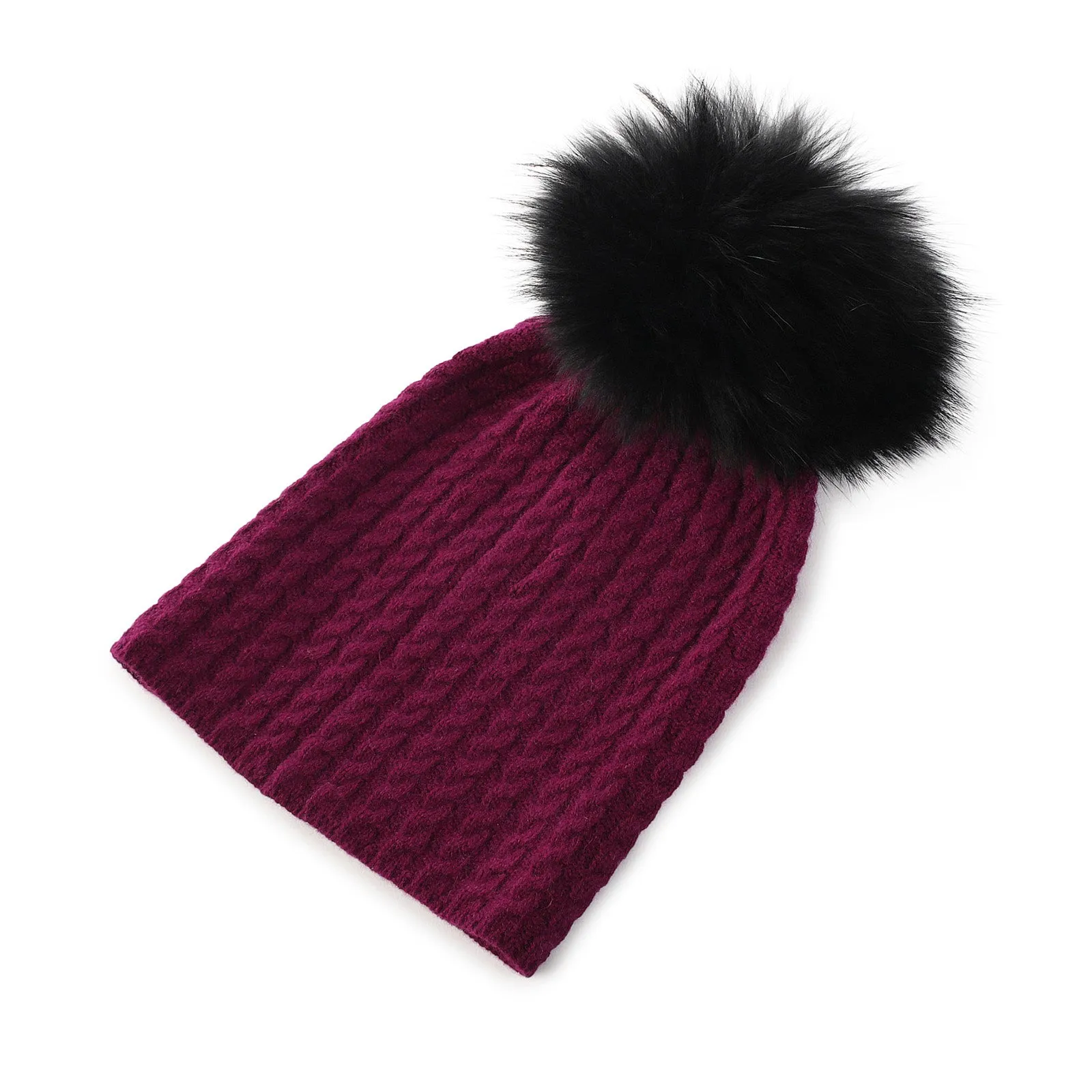 Women's Cable Cashmere Pom Pom Hat  Eminence