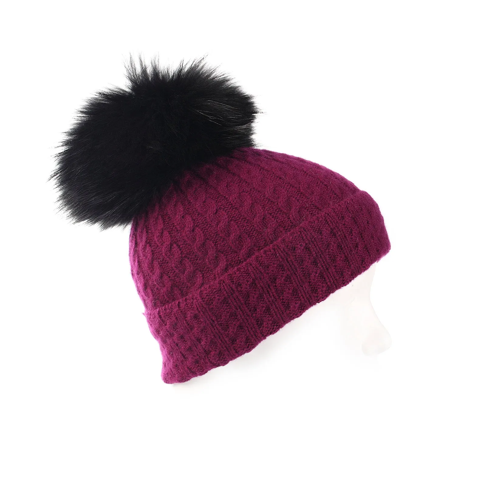 Women's Cable Cashmere Pom Pom Hat  Eminence