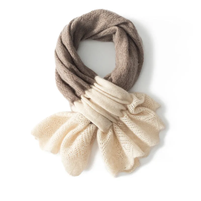 Women's Soft Comfortable Warm and Versatile Hollow Jacquard Knitted Cashmere Scarf