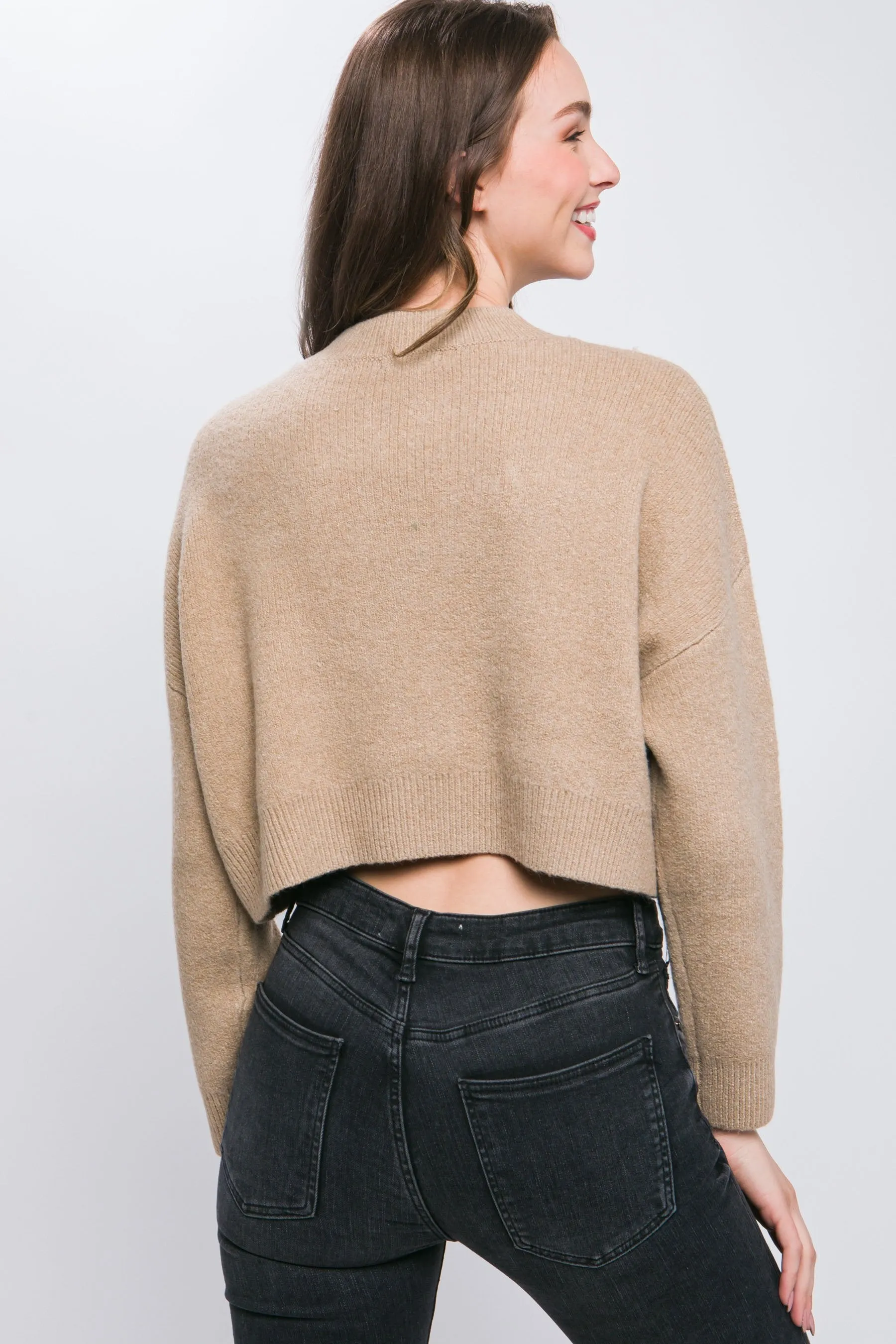 Women's Soiled Color Wool blend cropped sweater top