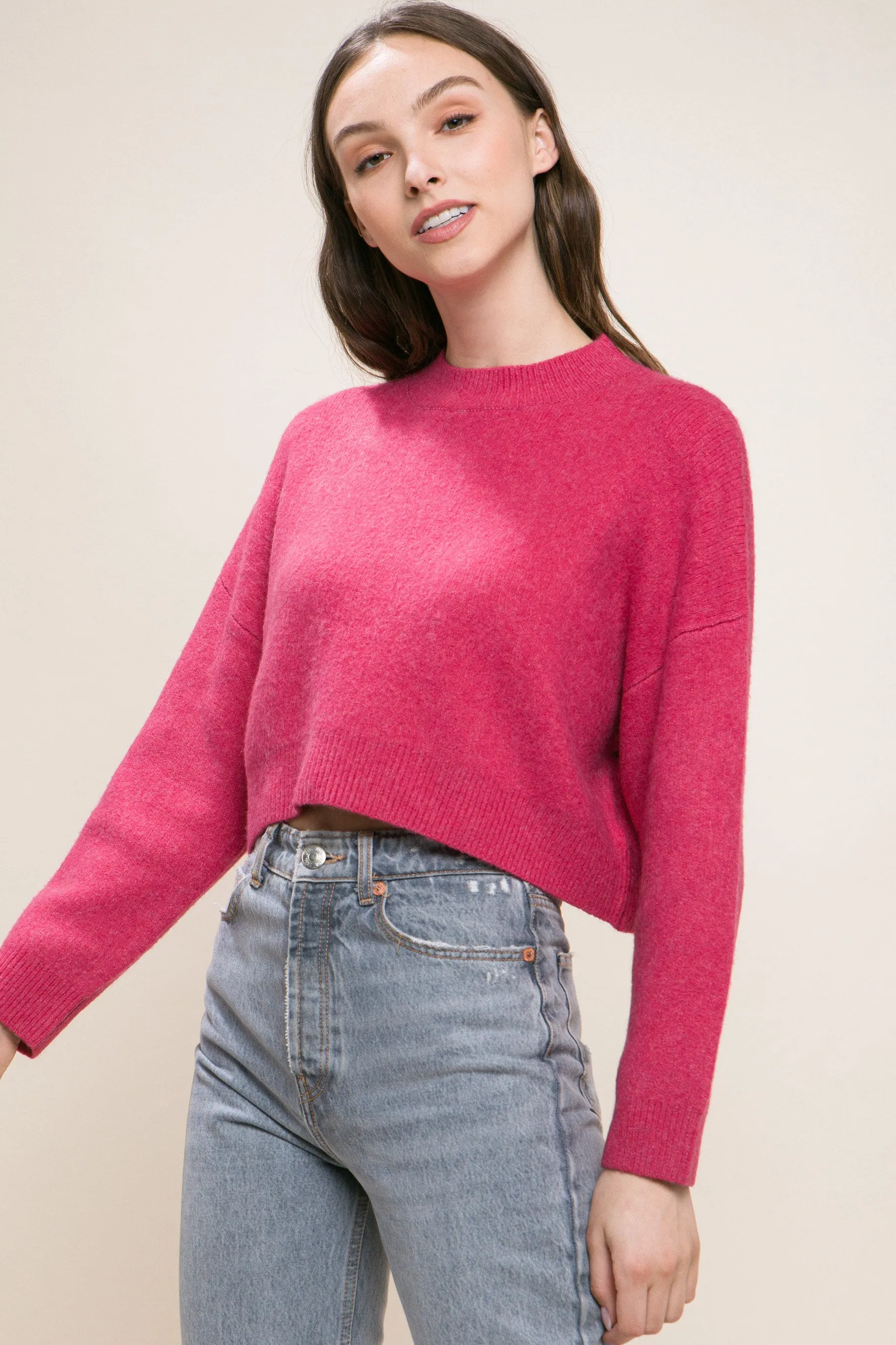 Wool Blend Women's Cropped Sweater Top - 5 colors