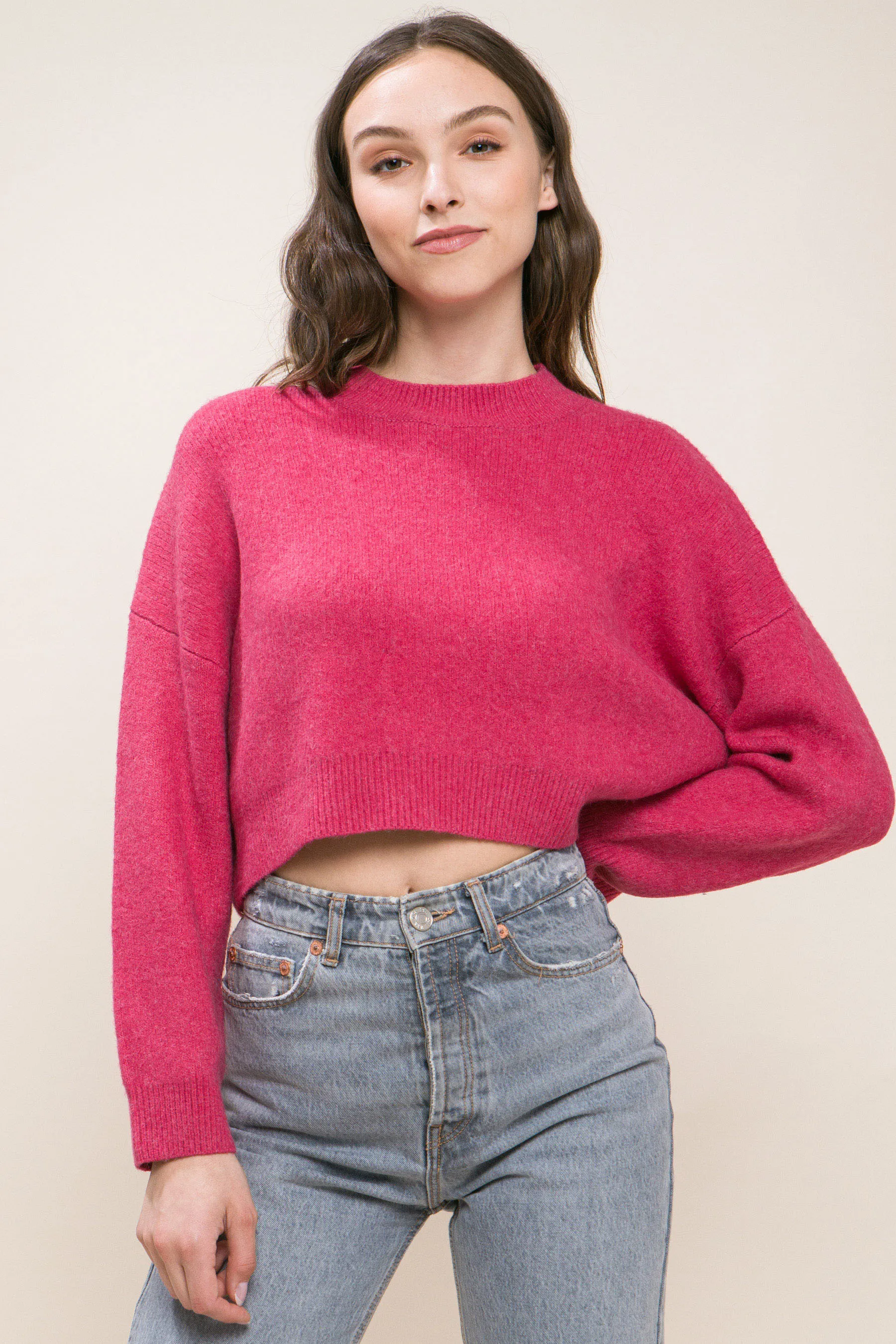 Wool Blend Women's Cropped Sweater Top - 5 colors