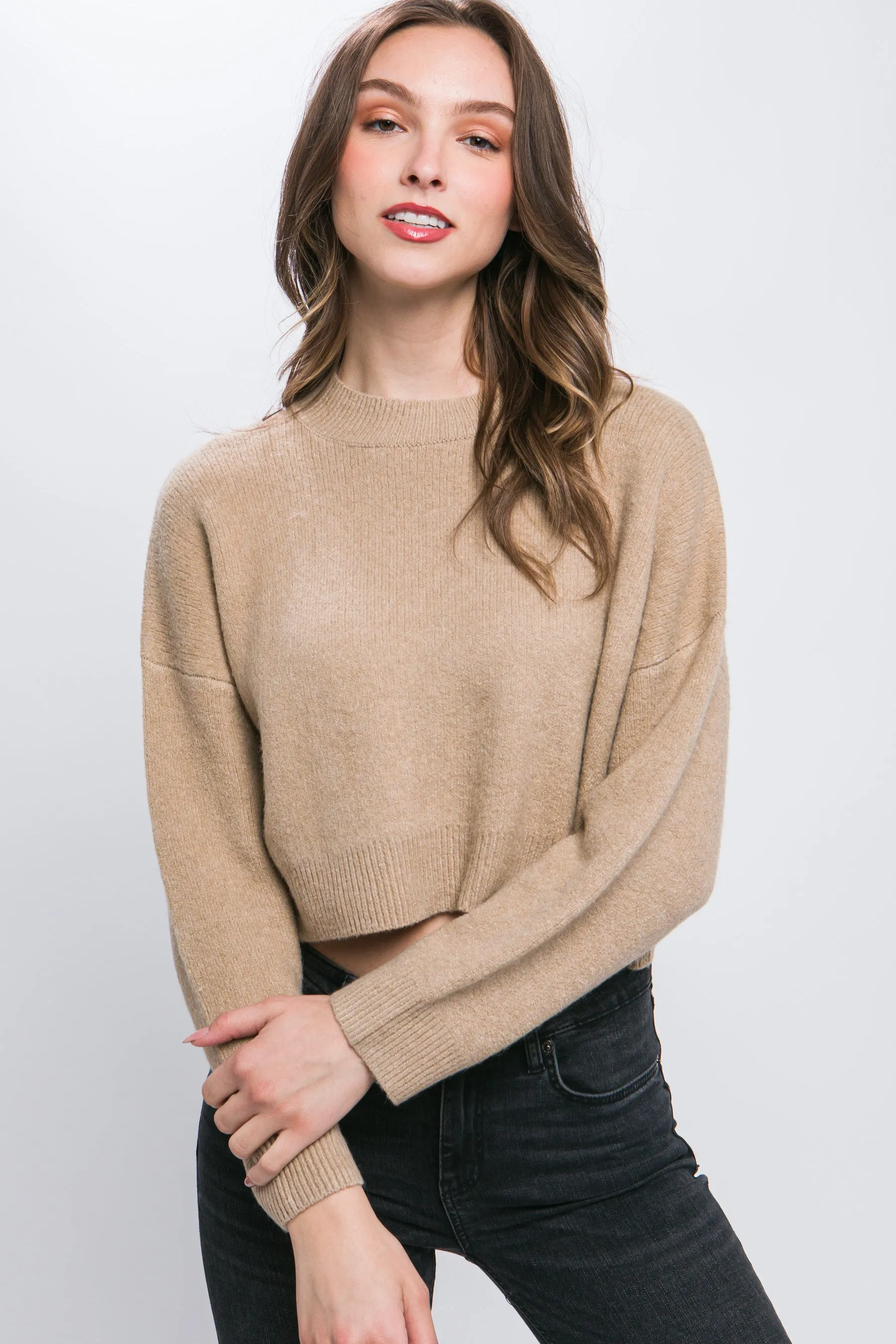 Wool Blend Women's Cropped Sweater Top - 5 colors