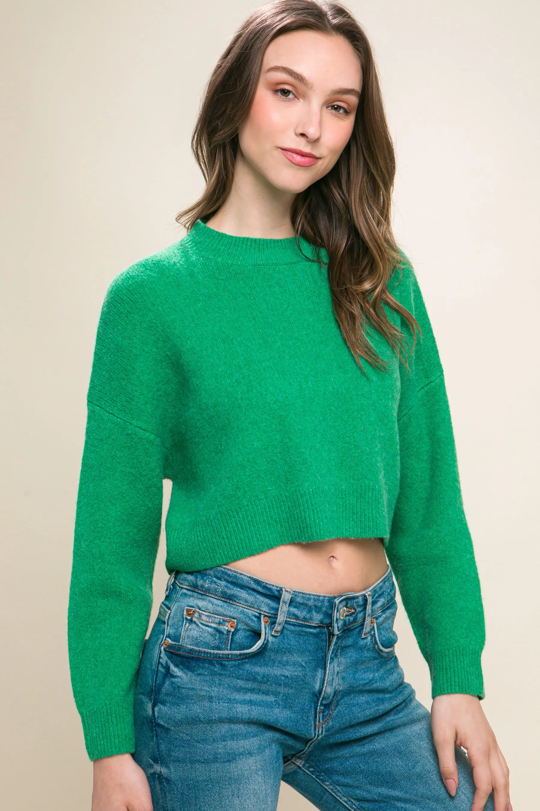 Wool Blend Women's Cropped Sweater Top - 5 colors