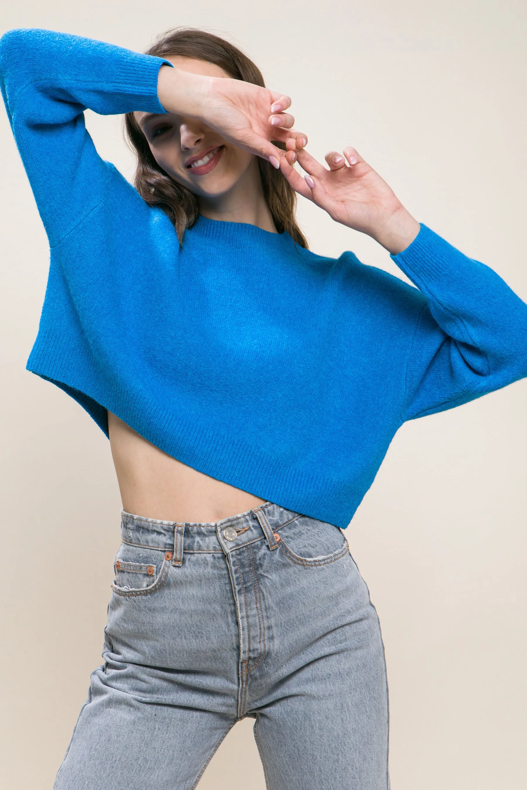 Wool Blend Women's Cropped Sweater Top - 5 colors