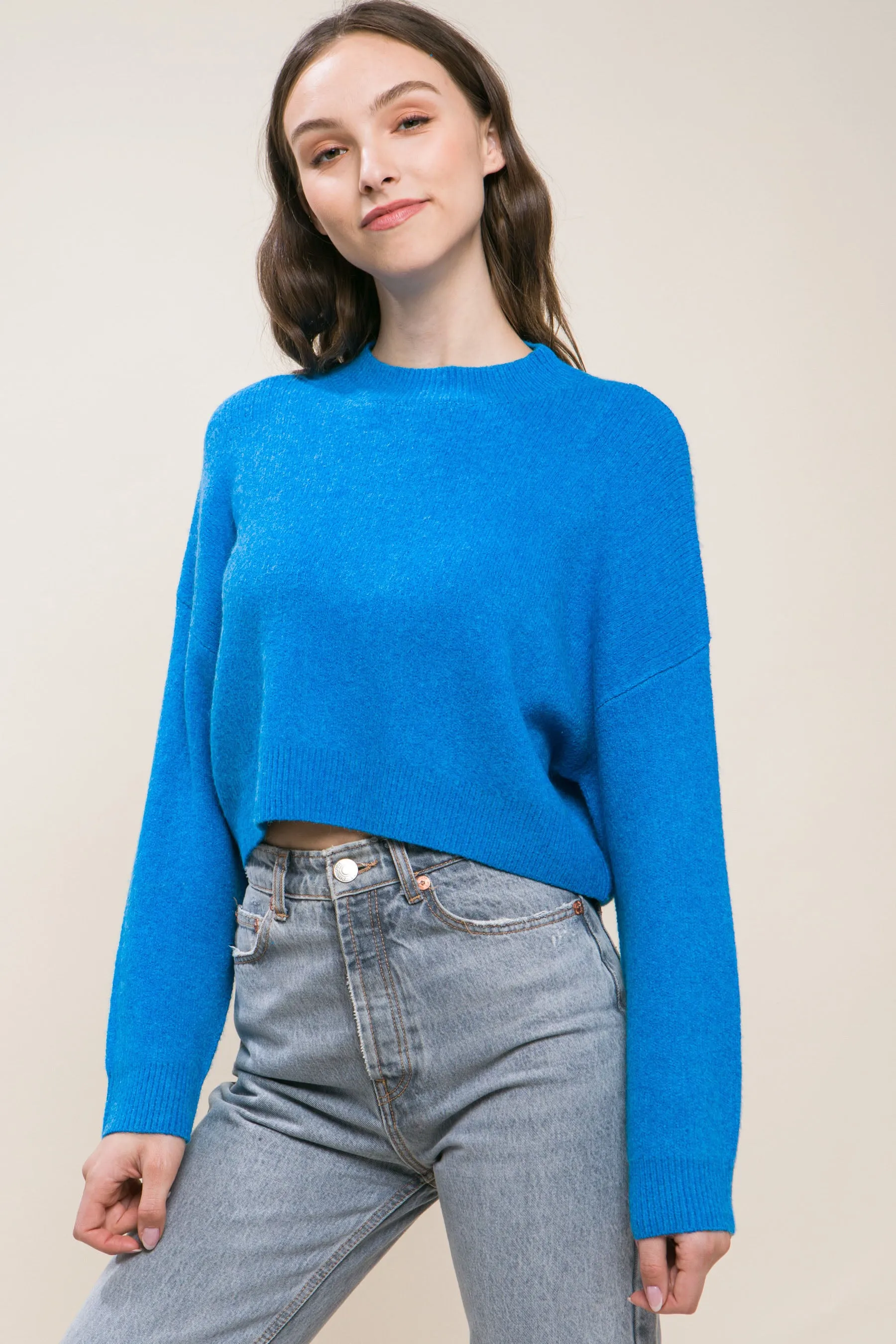 Wool Blend Women's Cropped Sweater Top - 5 colors