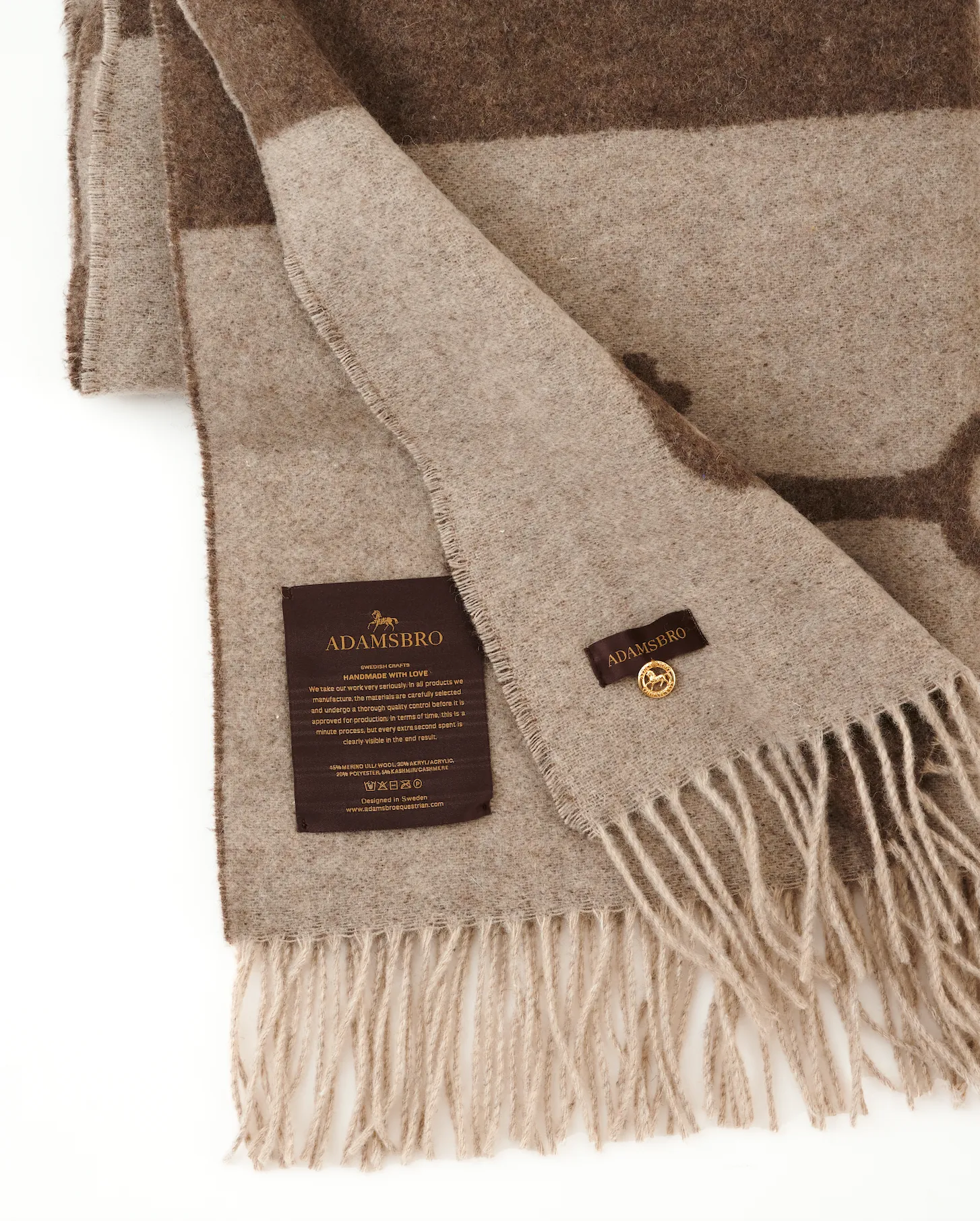 Wool Cashmere Throw Mud & Beige