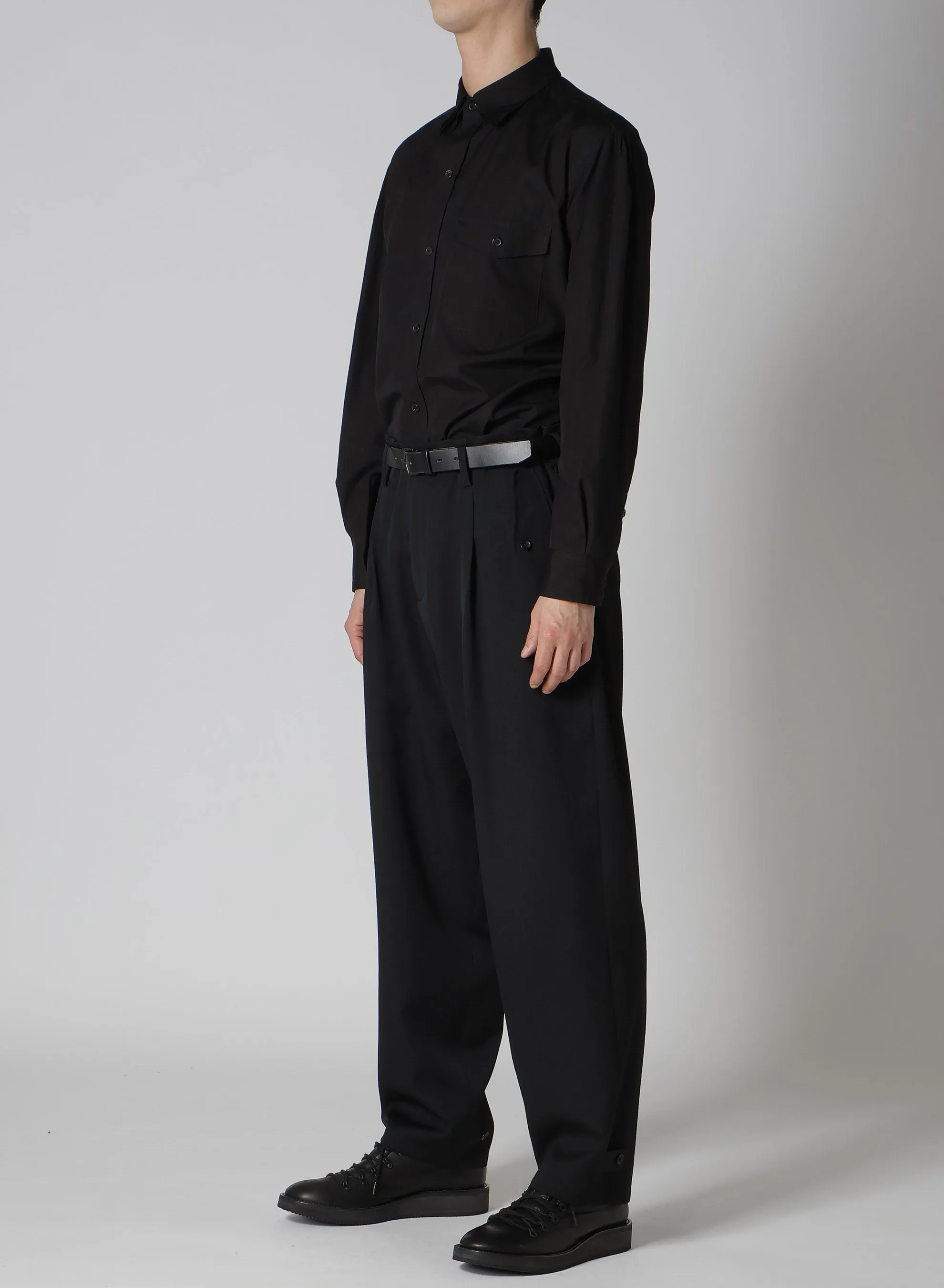 WOOL GABARDINE HEM TAB GABARDINE PANTS