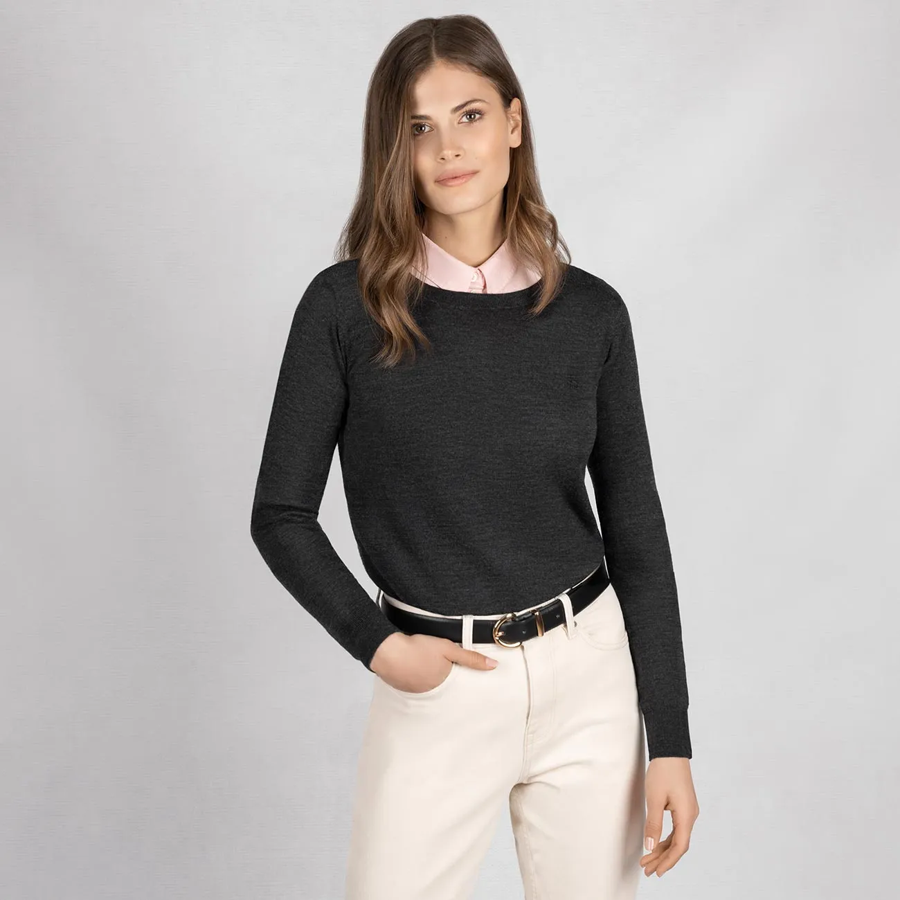 Wool Pullover Light Round Neck Women