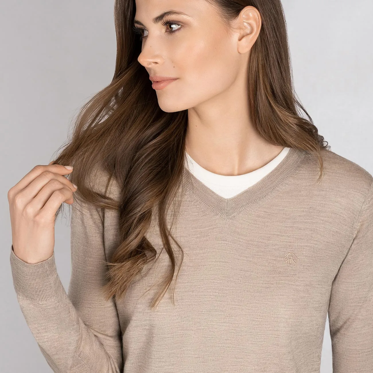 Wool Pullover Light V Neck Women