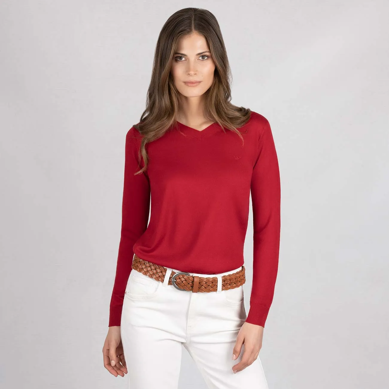 Wool Pullover Light V Neck Women