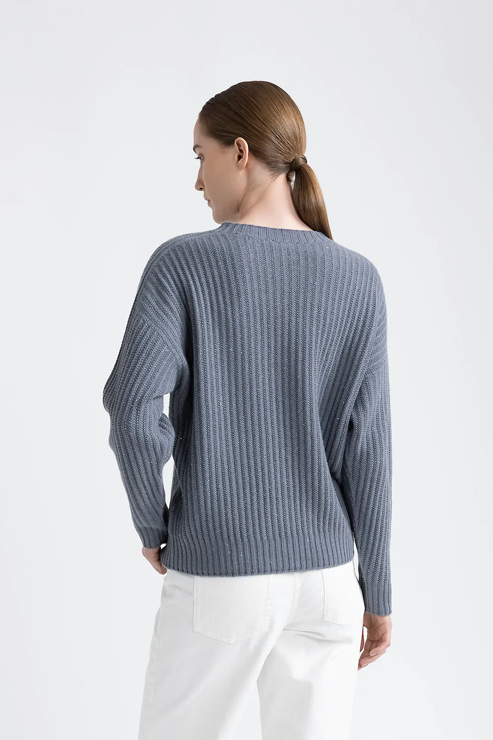 Wool, silk, cashmere and lurex sweater