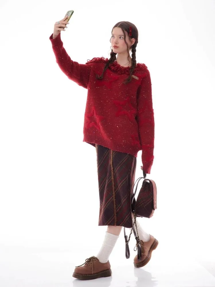 Wool stars strapless thick sweater【s0000006155】