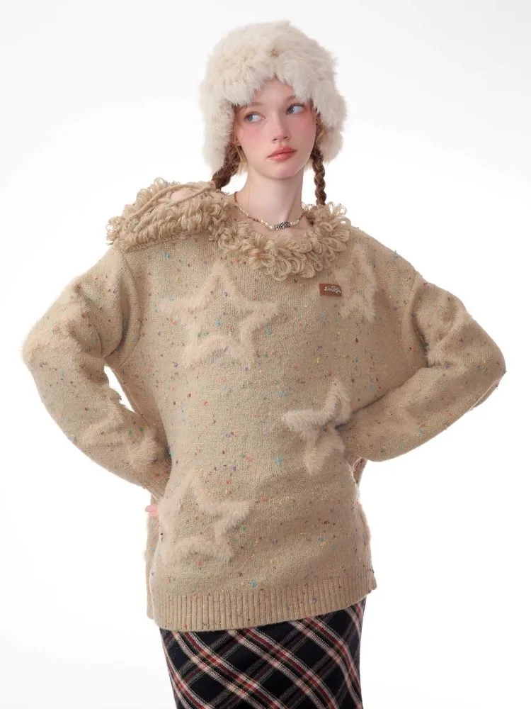 Wool stars strapless thick sweater【s0000006155】