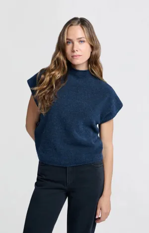 YAYA SOFT SLEEVELESS SWEATER OUTERSPACE BLUE MELANGE